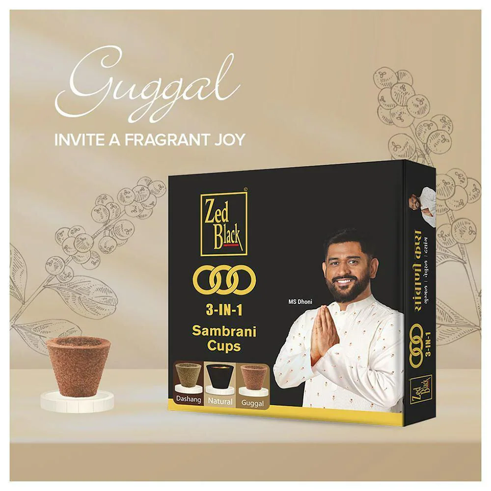 Buy Zed Black 3 in 1 Sambrani Cups Sambrani Dhoop Cup Box - Long