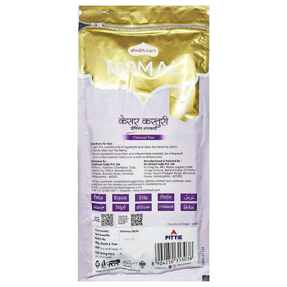 Buy Shubhkart Nirmal Kesar Kasturi Premium Agarbatti Zip Lock 150