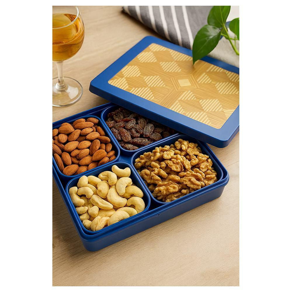 Asian Golden Glory 4 Compartment Plastic Dry Fruit Box