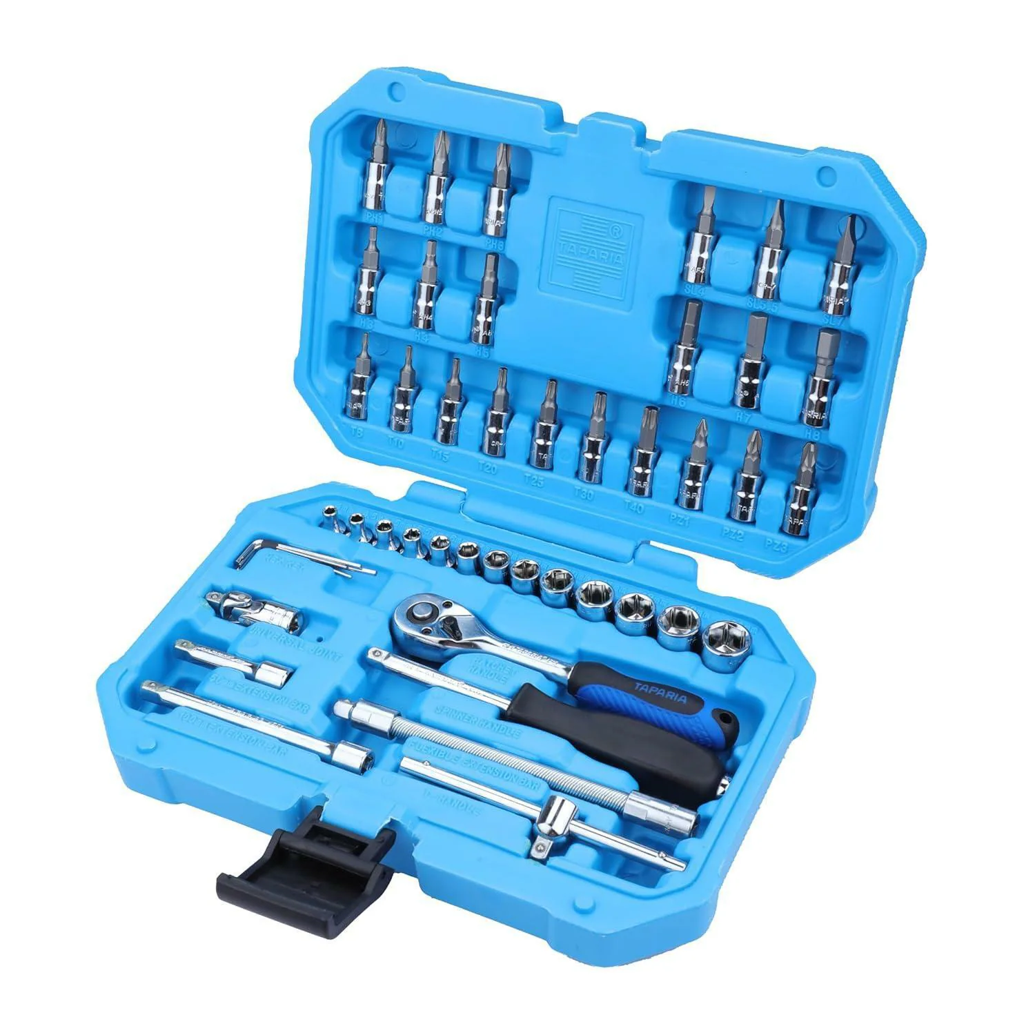 Buy Taparia SA46 Steel Socket Set (Blue, 46-Pieces) Online at Best