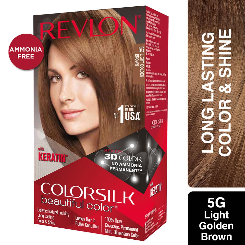 Revlon Colorsilk Keratin Hair Color Women, Light Golden Brown (5G) (40 ml +  40 ml +  ml) - JioMart