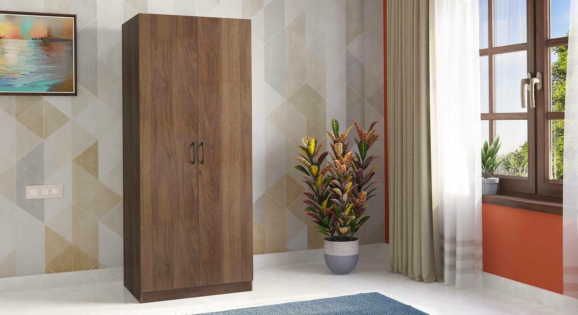 Buy SimplyWud Zoey Engineered Wood 2 Door Wardrobe