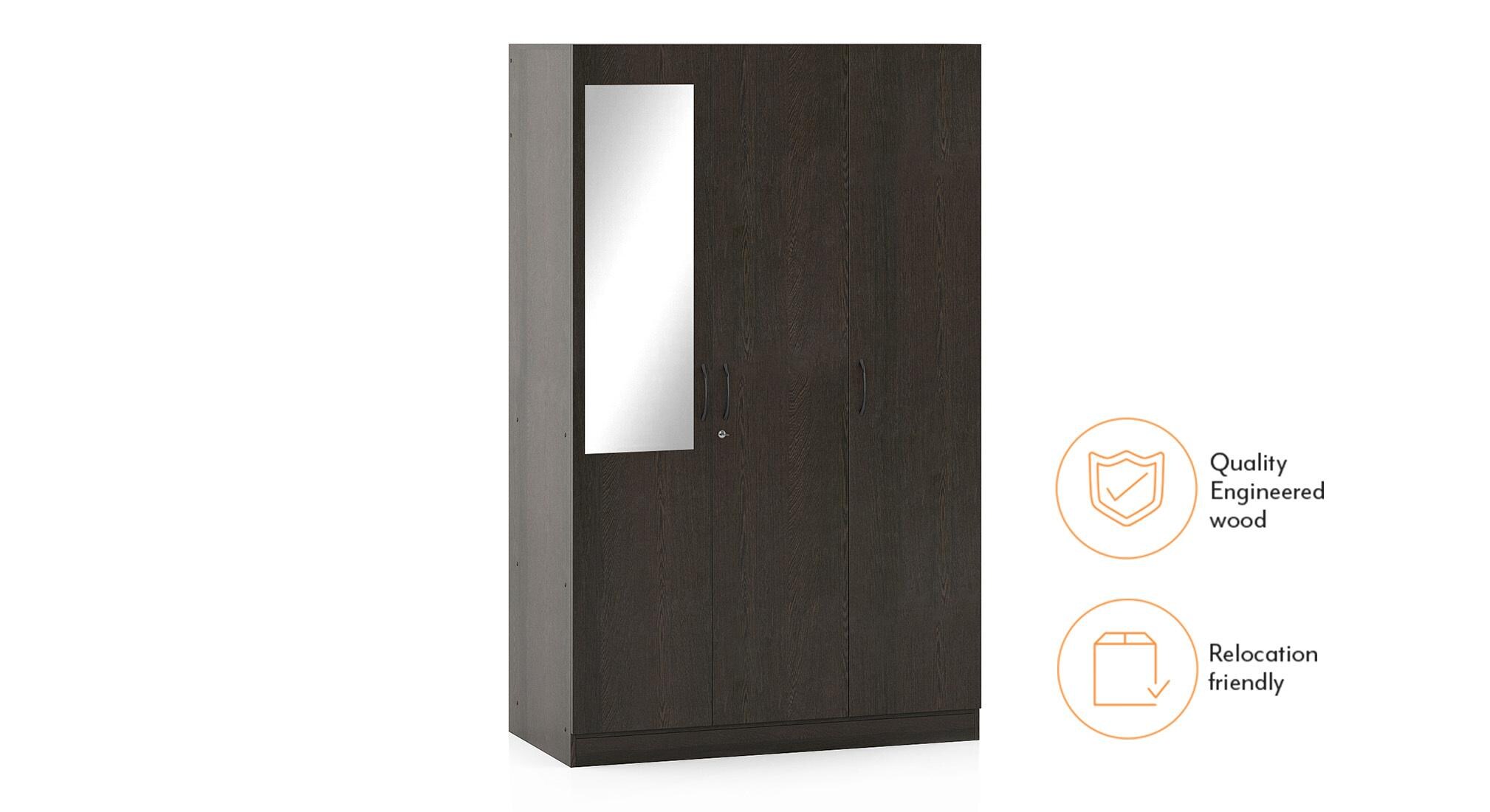 Buy SimplyWud Wren Three Door Wardrobe (Finish : Dark Wenge