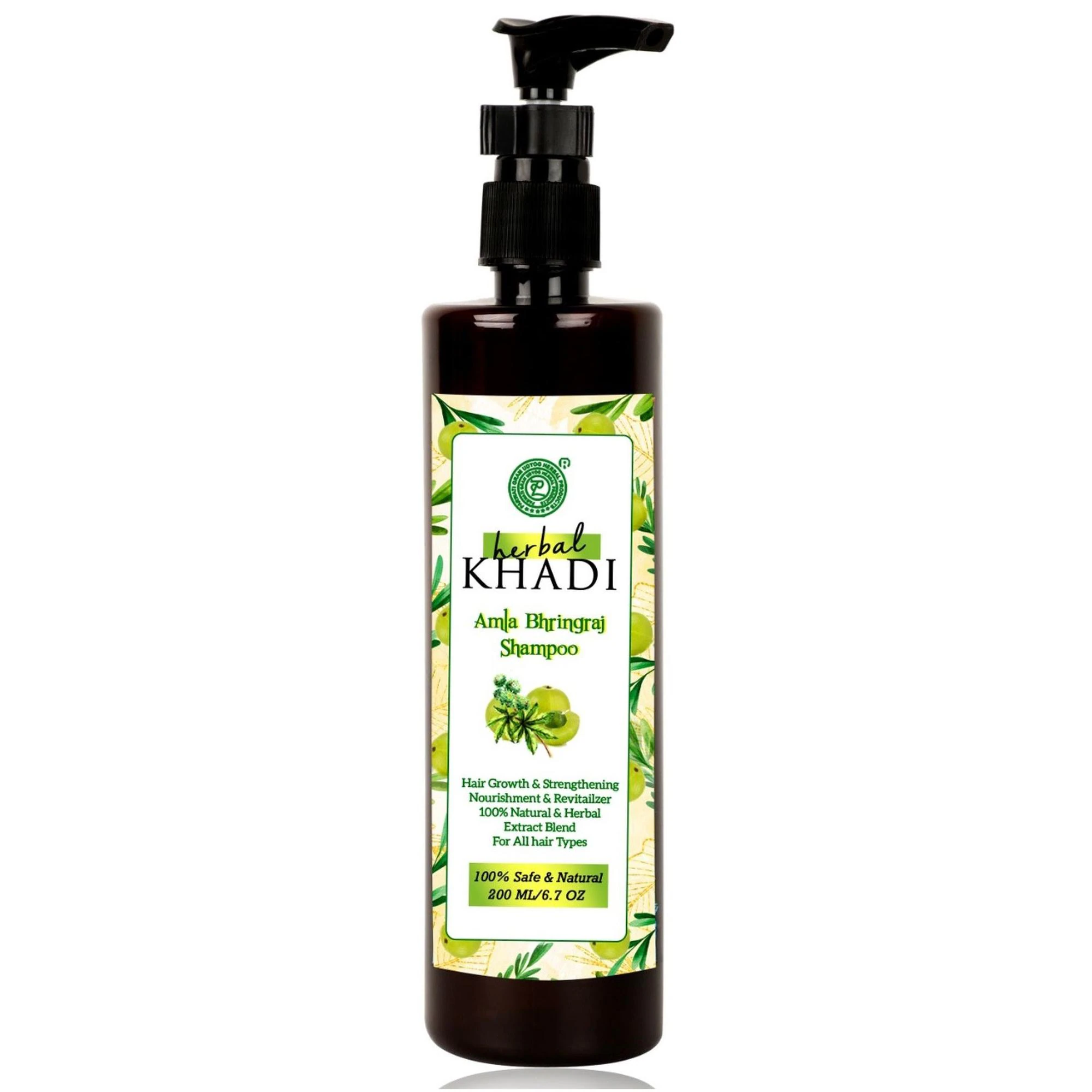 Herbal Khadi Natural Amla Bhringraj Herbal Shampoo For Hair Growth booster,  Fall Control & Dry & Frizzy Hair Men & Women 200 ml (Pack of 1) - JioMart