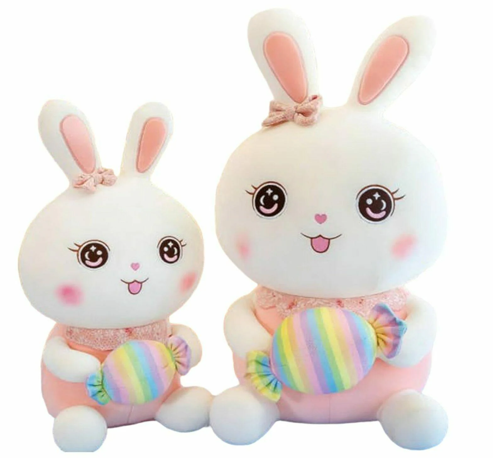 4✳B  Dot Bunny CandyStripeBunny Buy Lovely Gift®Reversible Zipper Bunny Teddy Cute Fruit