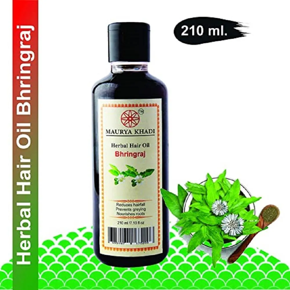 Maurya Khadi Bhringraj Herbal Hair Oil for Strong & Healthy Hair 210ml, Set  of 1 - JioMart