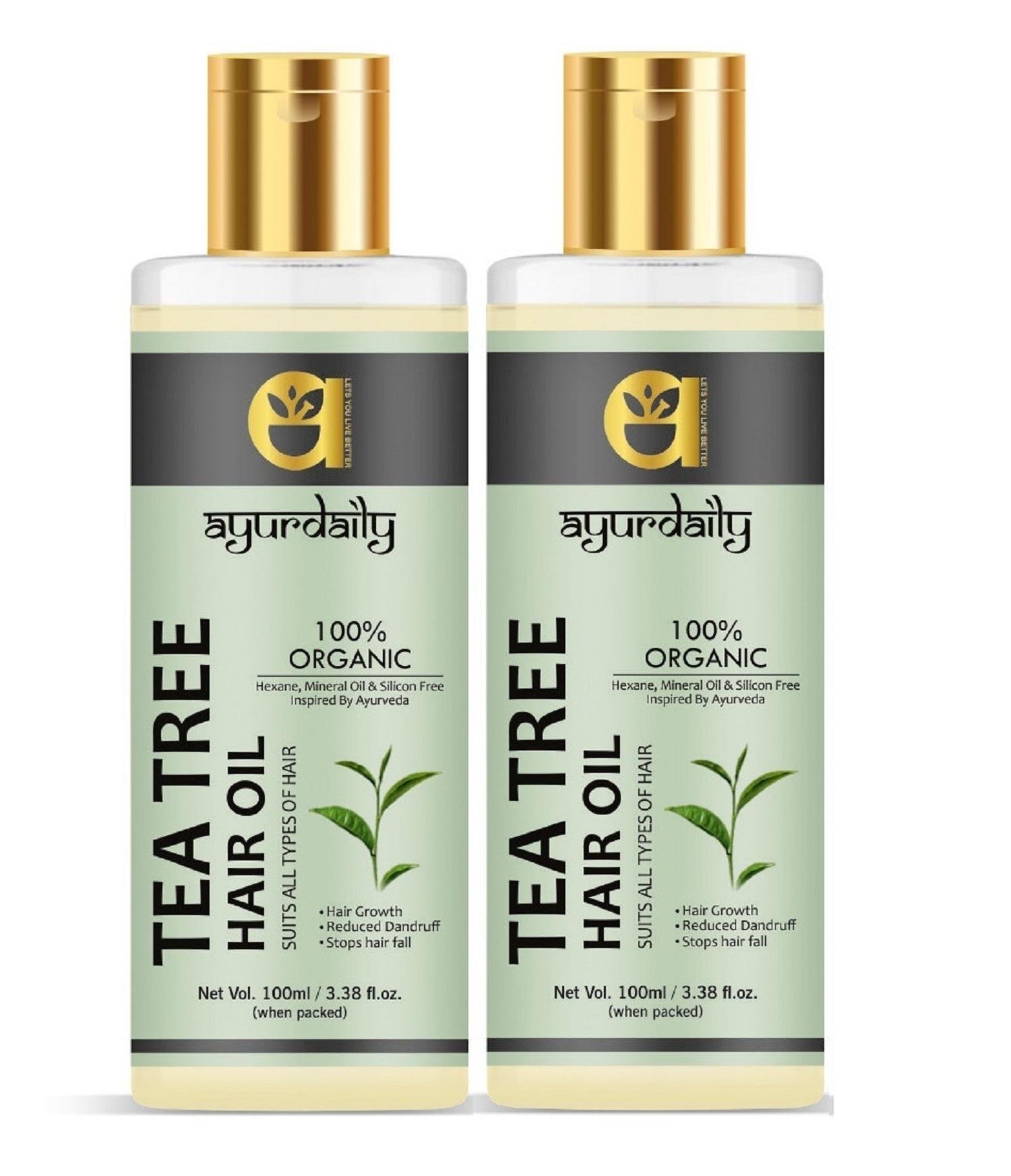 Ayurdaily Tea Tree Hair oil for hair grwoth, Reduced Dandruff & Stop Hair  Fall (100 ml) Pack Of 2 - JioMart