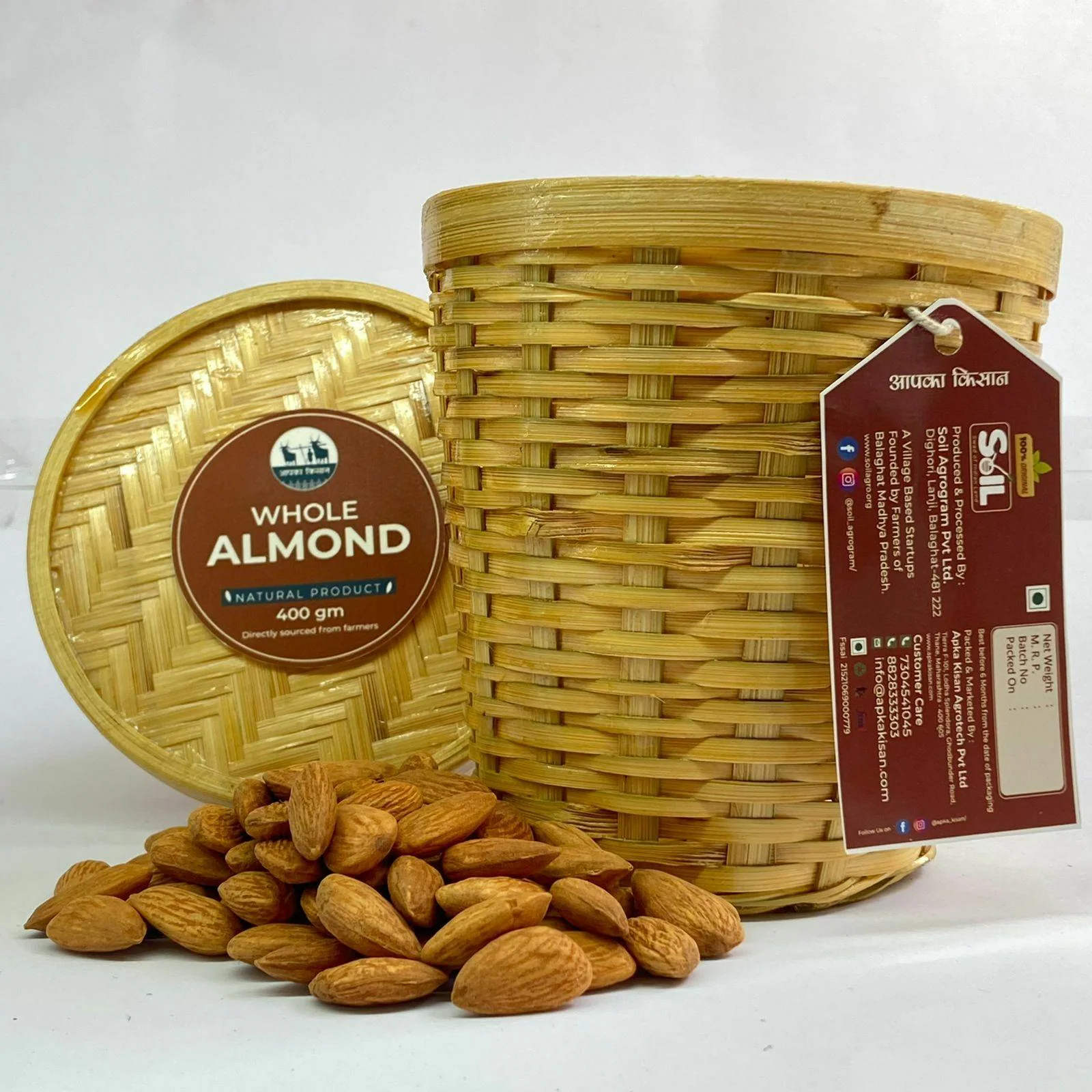 Buy APKA KISAN-Kashmiri Mamra Almond(BADAM) -400 gm| Authentic