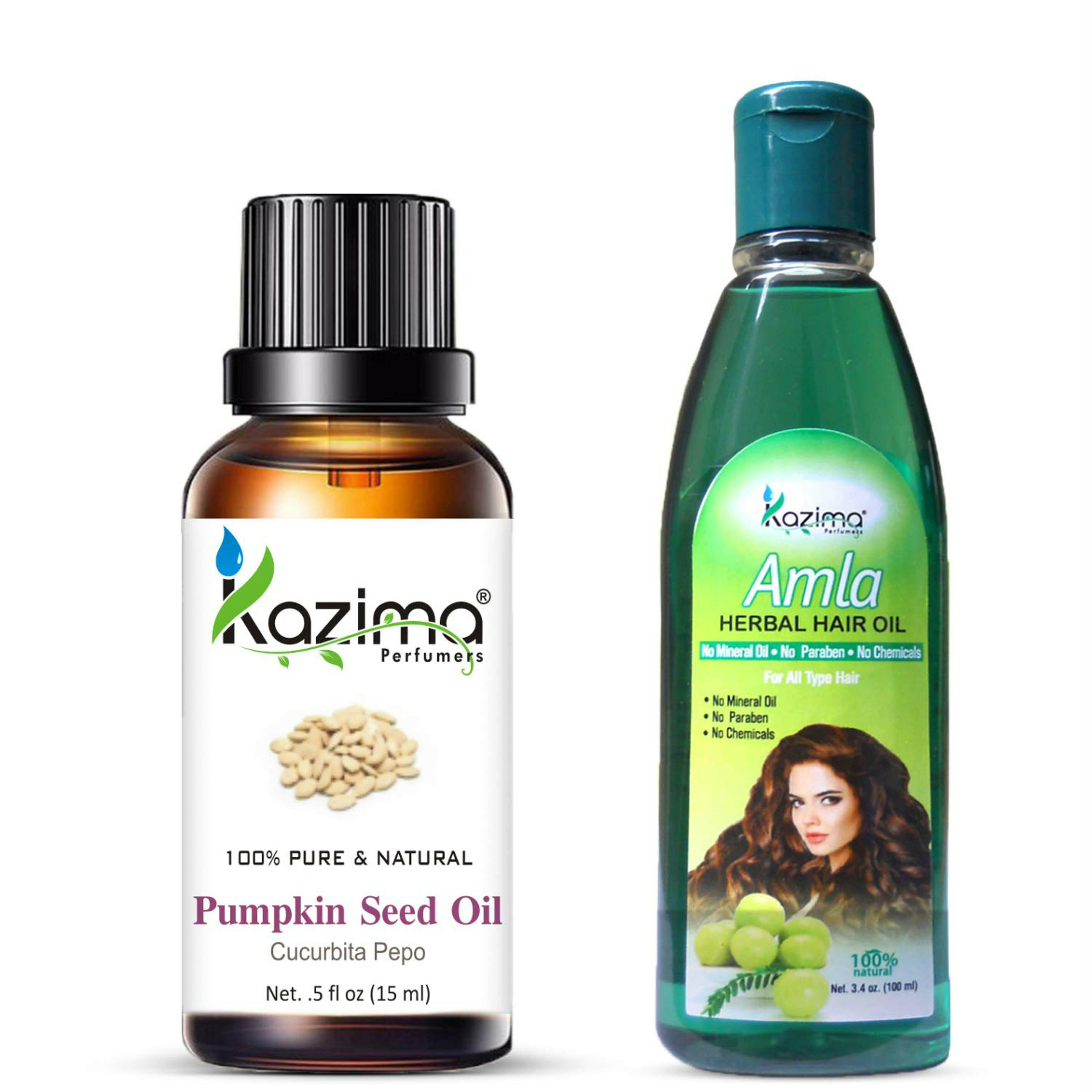 KAZIMA Pumpkin Seed Oil 15ml And Amla Herbal Hair Oil 100ml Anti Hair Fall  Control And Hair Growth (Combo Of 2) - JioMart
