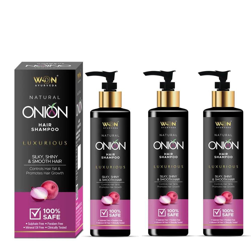 WON AYURVEDA Onion Hair Shampoo For Hair Growth & Hair Fall Control | Best  Hair Care- Pack of 3 - JioMart