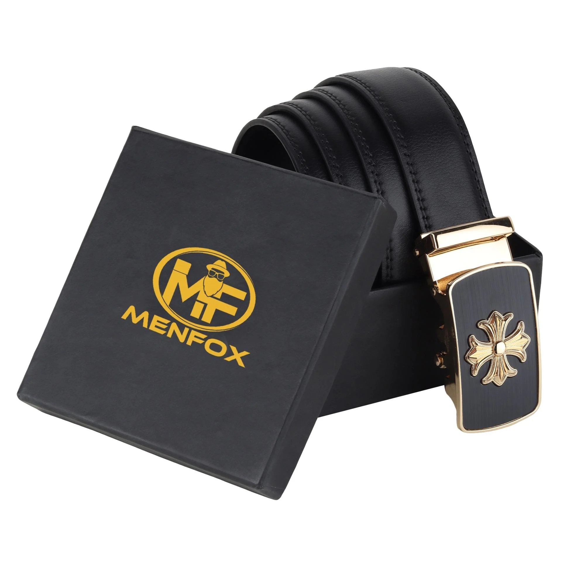 Buy Menfox MFGR566-1 Men Artificial Leather Belt (Black) Online at