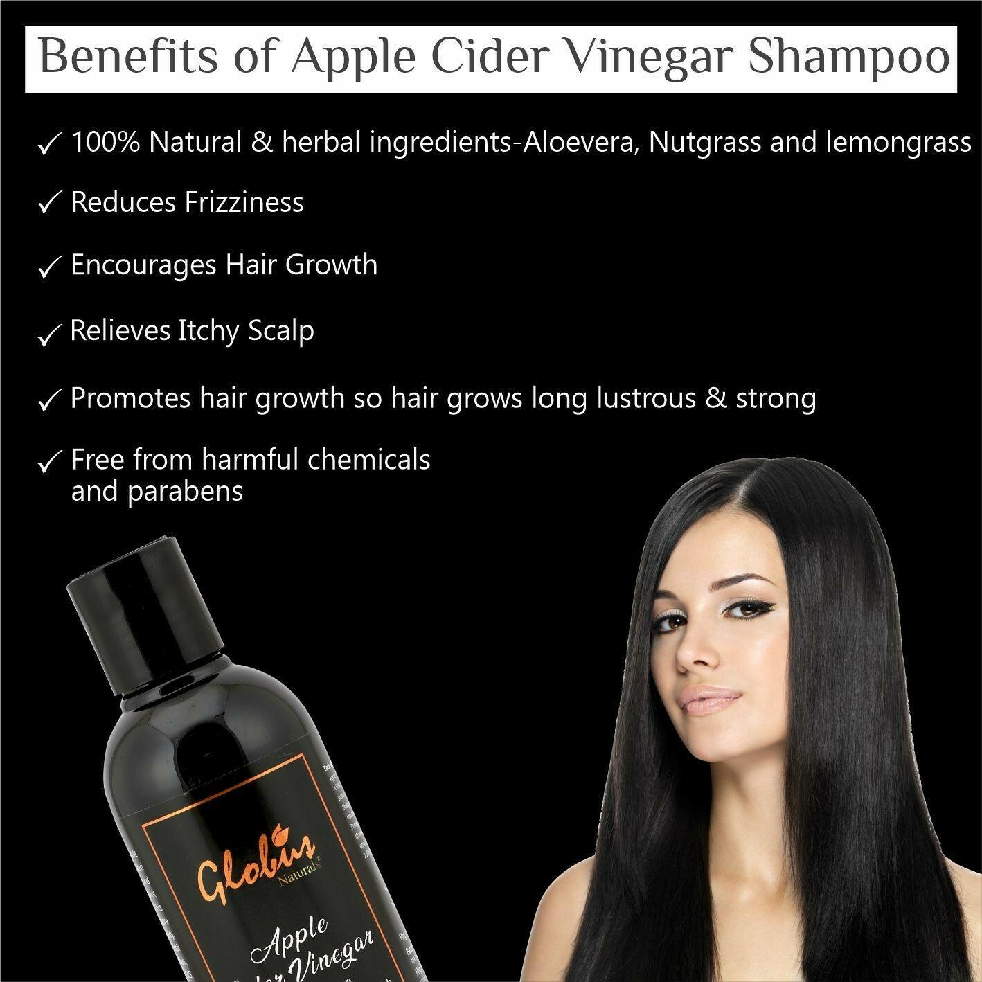 Globus Naturals Apple Cider Vinegar Shampoo for Briliant Shine Silky Finish  Hair Shampoo All Hair Types Men and Women (250 ml) (Pack of 2) - JioMart