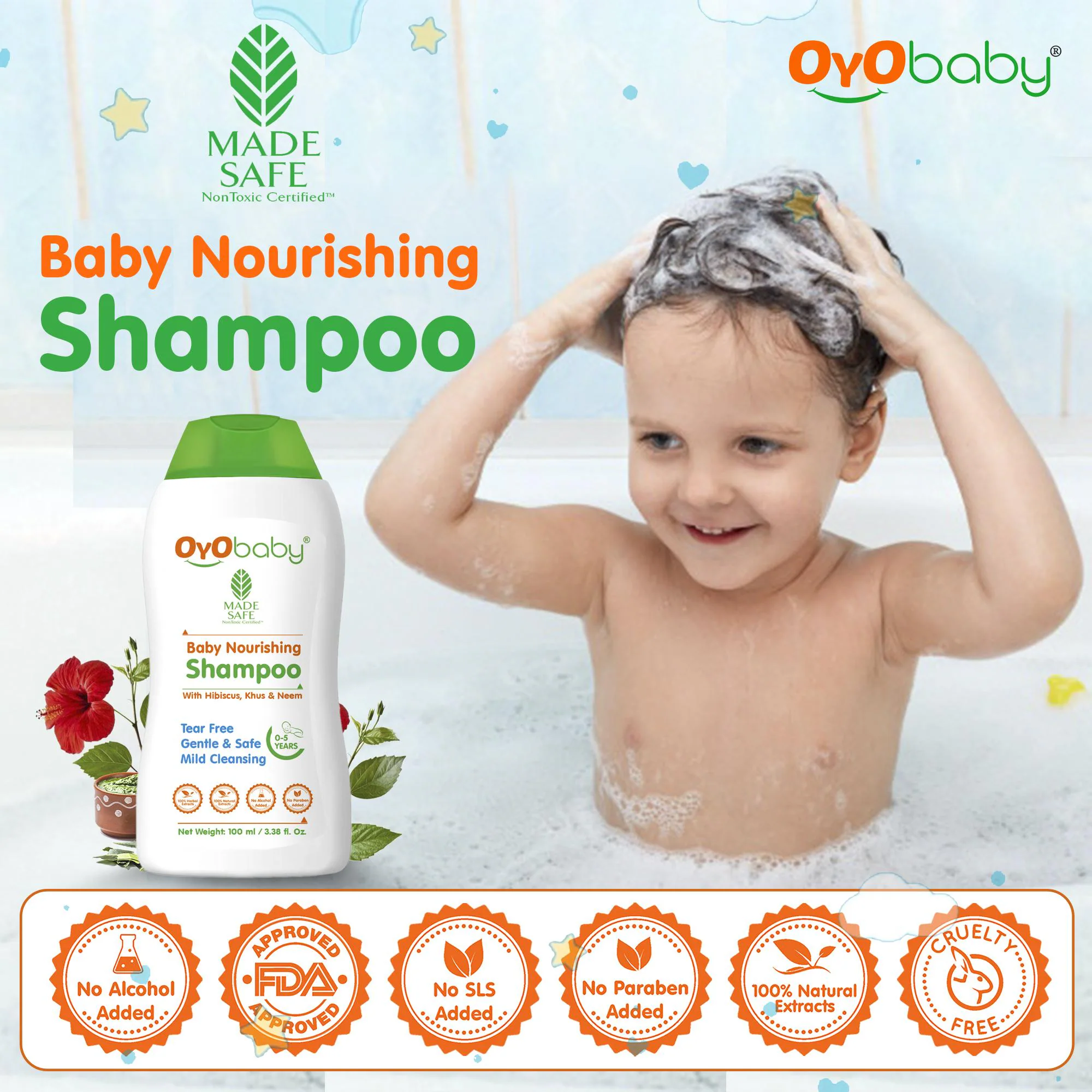 OYO BABY Combo No more Tears Baby Shampoo and Head to Toe Body Wash 200ml  Each - JioMart