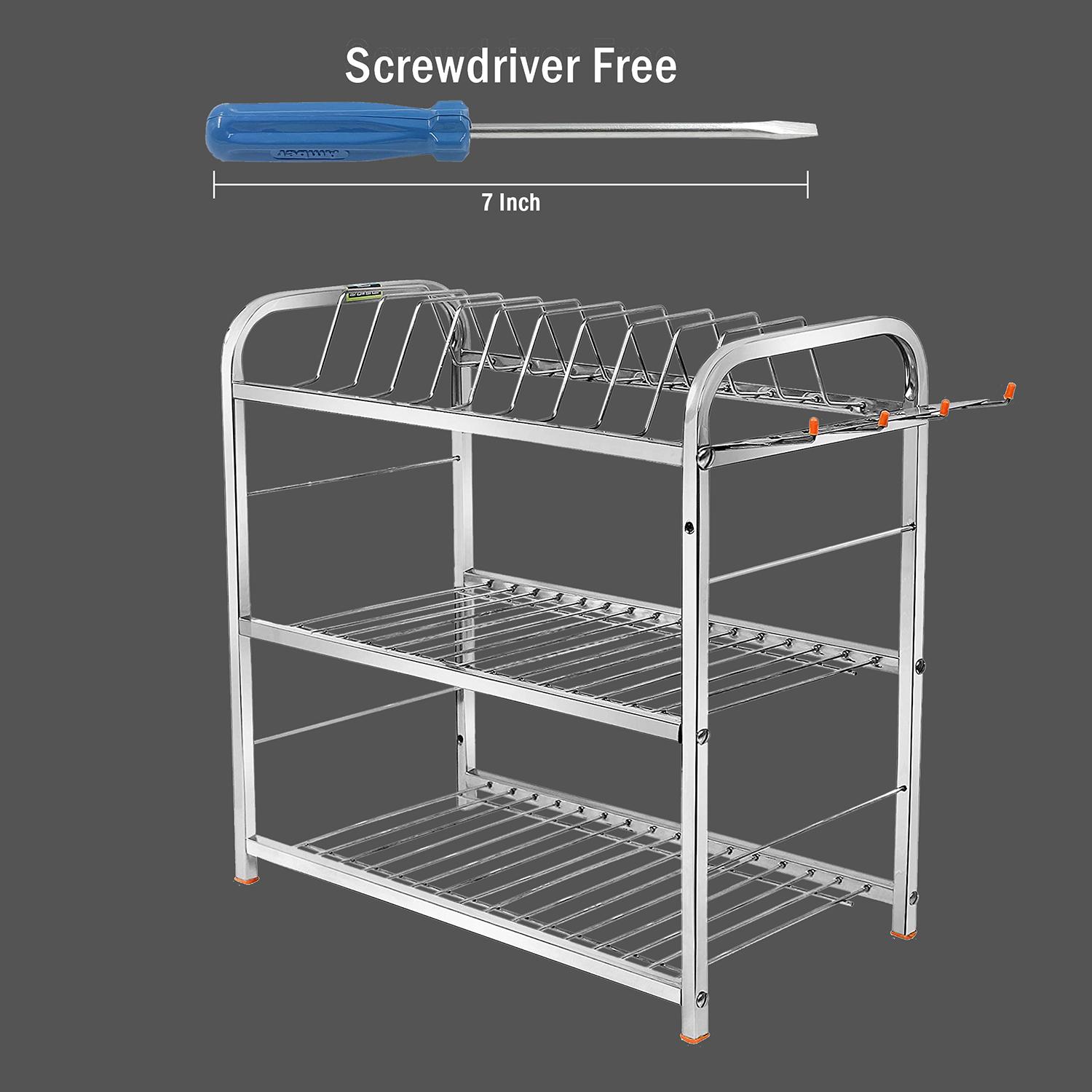 Buy Zaib 18x18 Stainless Steel Kitchen Rack Bartan Stand for