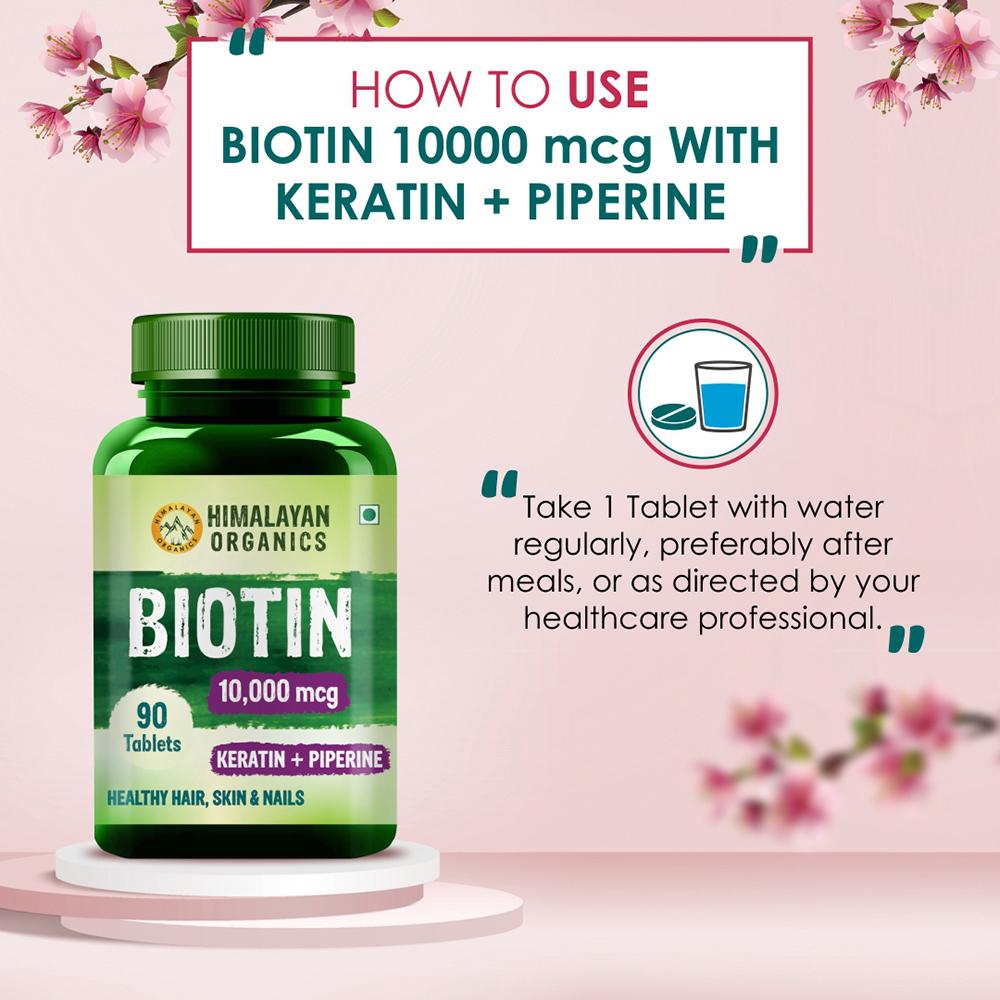 Himalayan Organics Biotin 10,000 mcg with Keratin + Piperine Health  Supplement 90 Tablets - JioMart