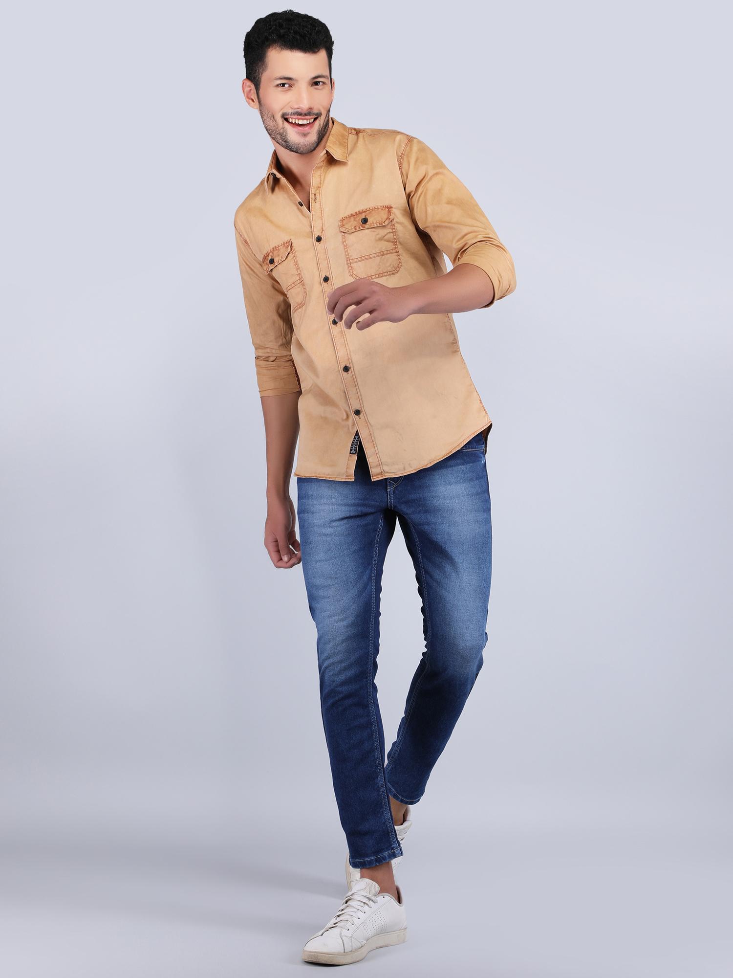 Buy THE HELL DRIVER PLAIN PREMIUM COLORED DENIM SHIRTS