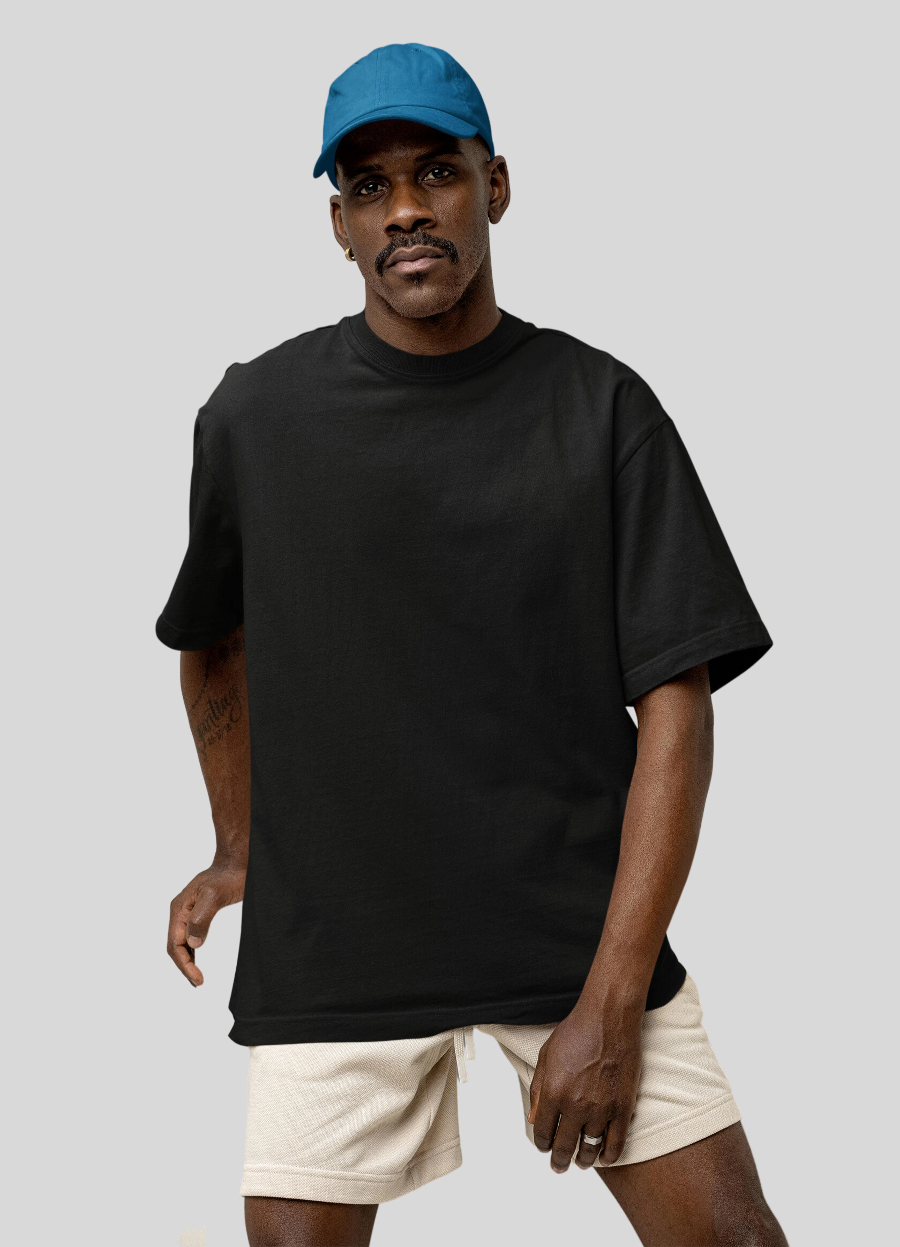 Buy Dafabfit Premium Cotton Black Color Half Sleeves Drop Shoulder