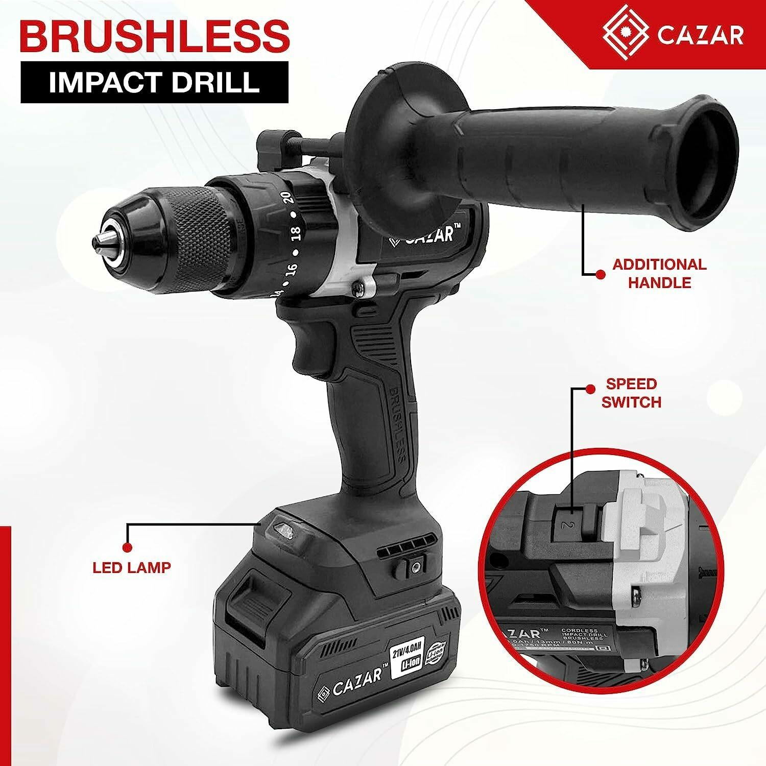 Buy CAZAR CZ-21VD 21Volts Cordless 13mm Brushless Reversible