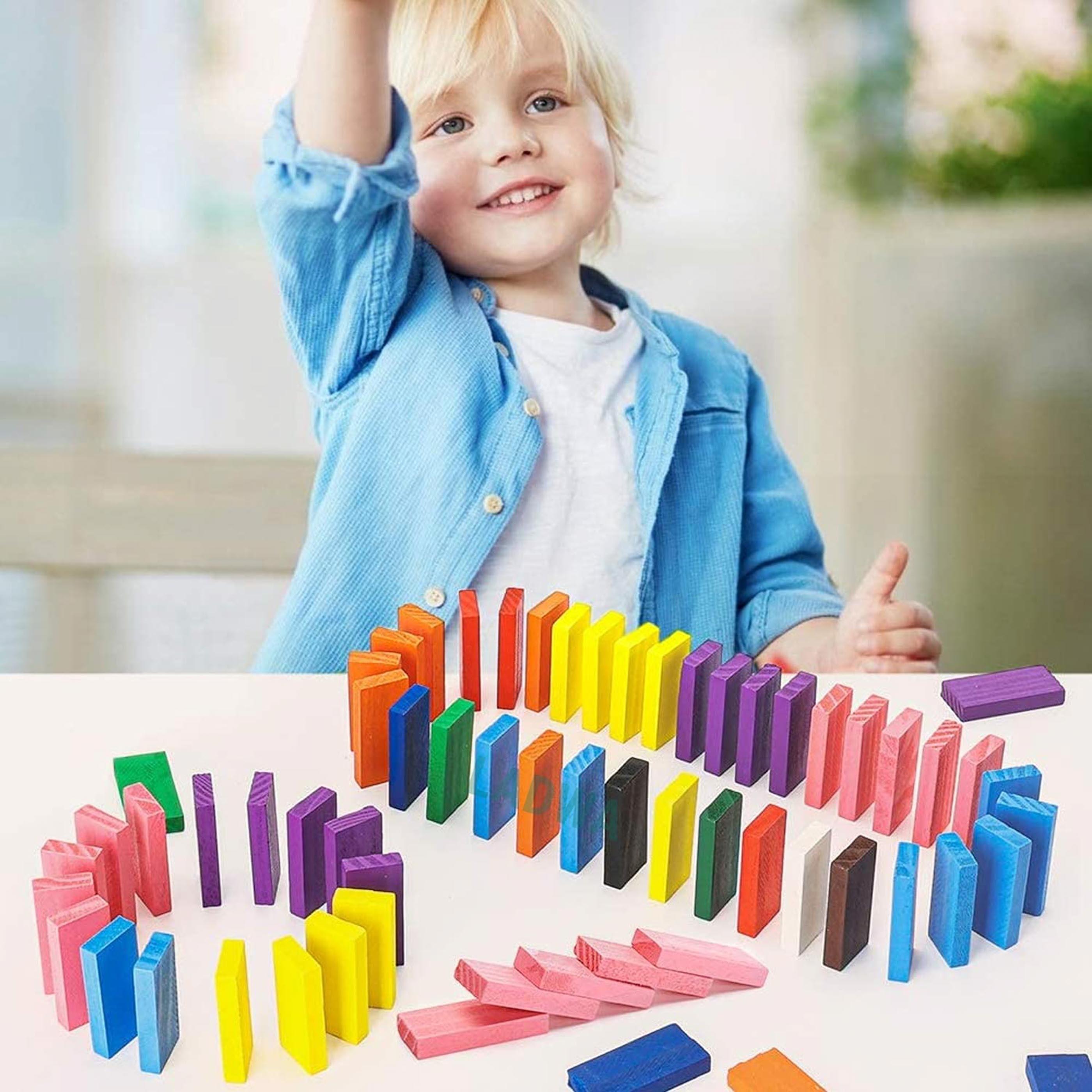 Details about   240pcs Wooden Dominos Blocks Set Educational Play Toy Racing Game 12 Colors 