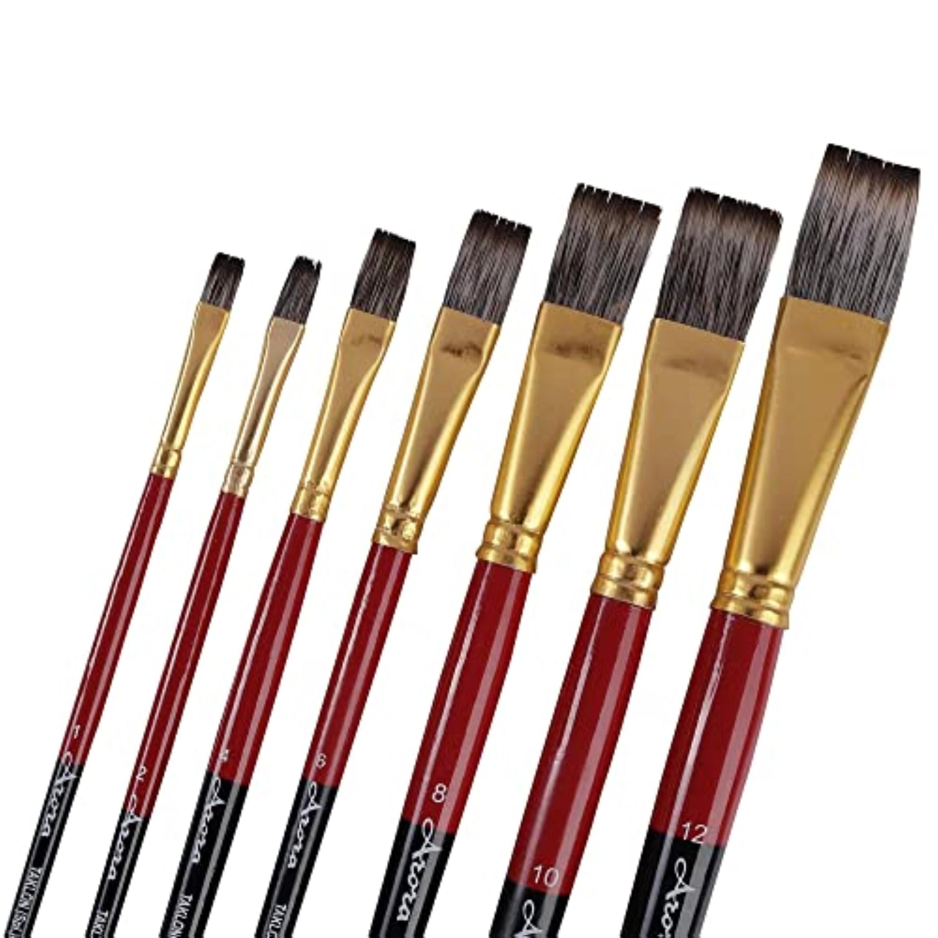 Buy FRKB Short Handle Triple Color Synthetic Flat Tip Artist Paint