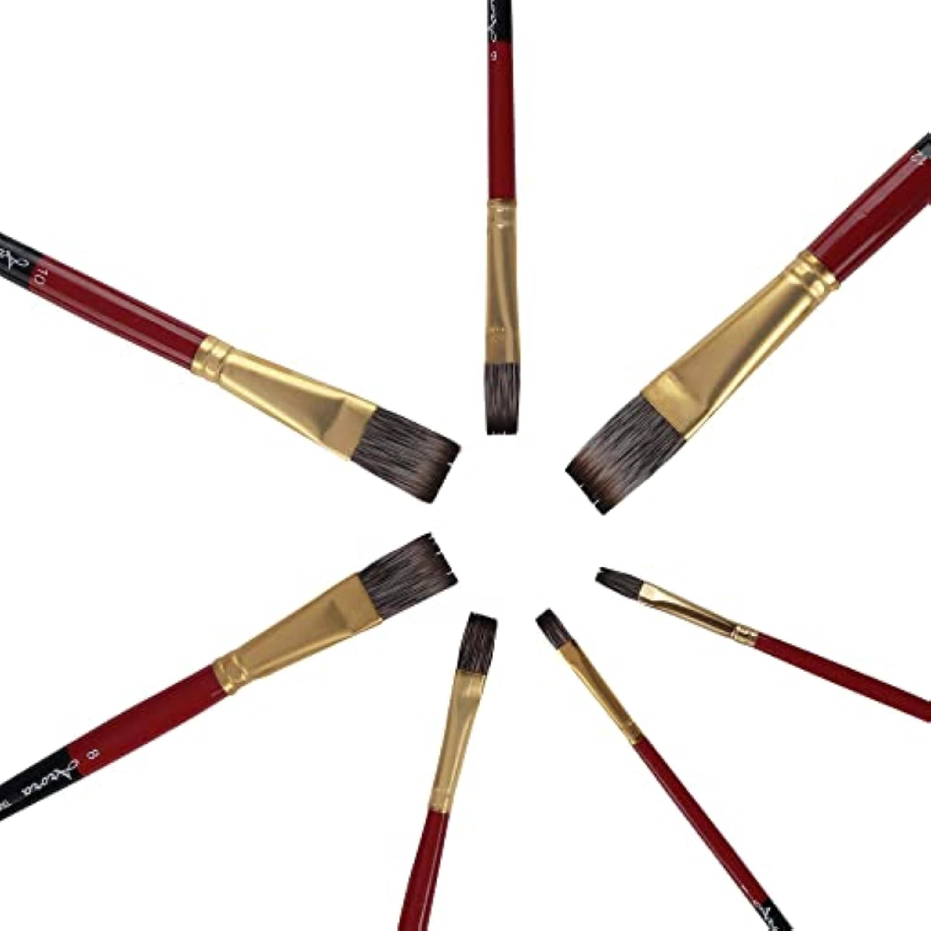 Buy FRKB Short Handle Triple Color Synthetic Flat Tip Artist Paint