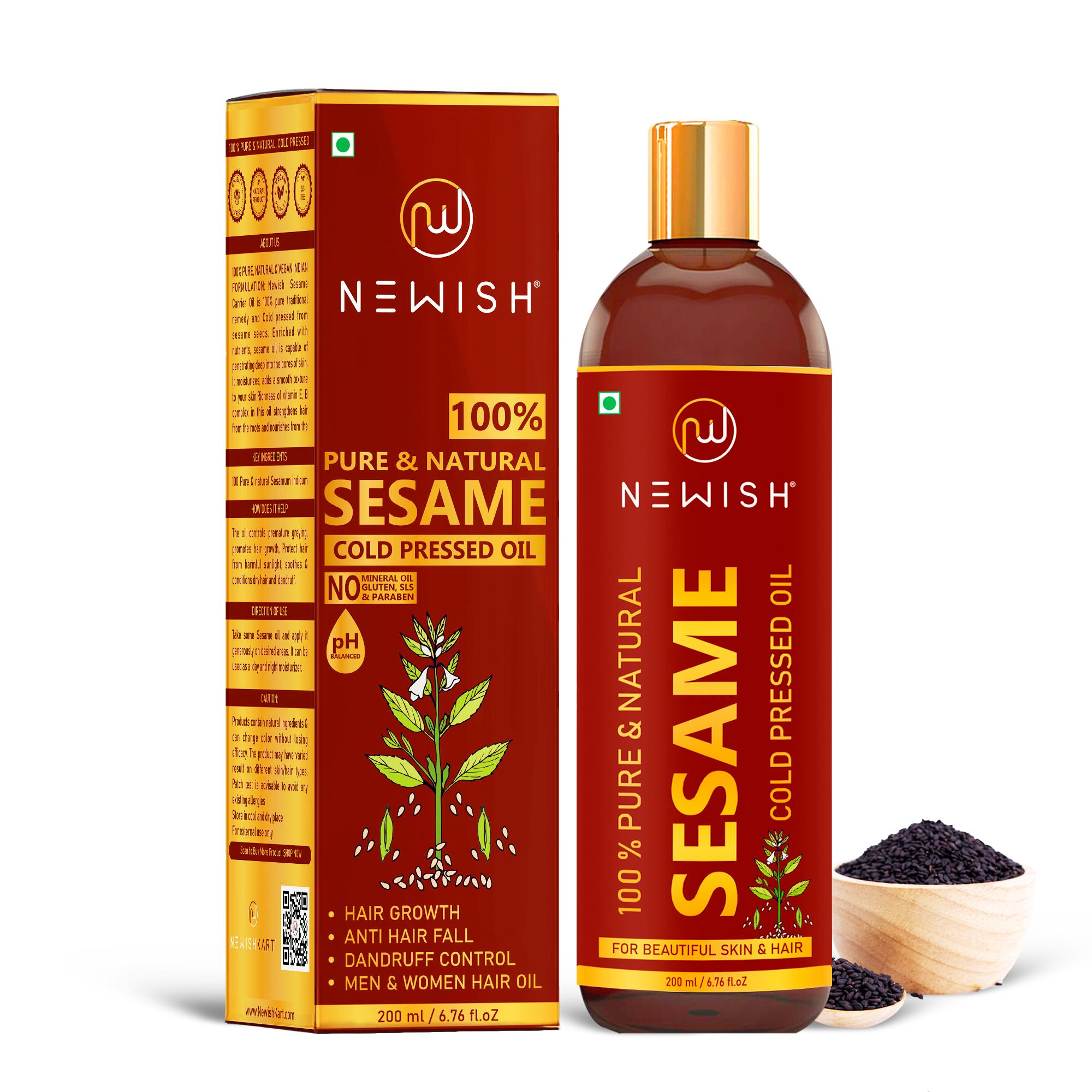 Newish Cold Pressed Sesame oil for Hair, Skin and Massage (Til Ka Tel / Til  Oil) 200ml - JioMart