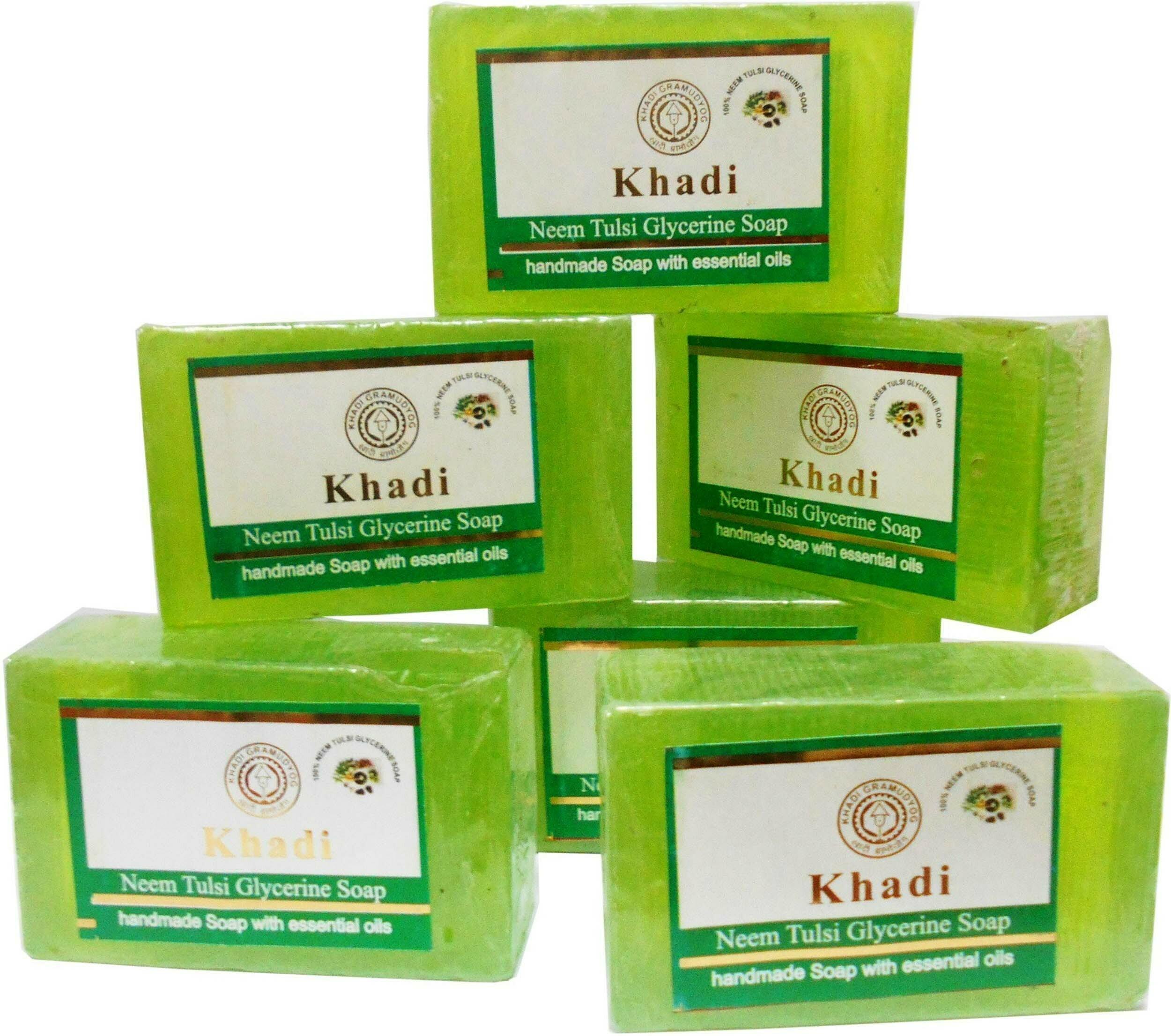 Khadi Herbal Neem-Tulsi Soap - 750 g (Pack of 6) | Soap | khadi Soap |  Herbal Soap |Handmade Soap - JioMart