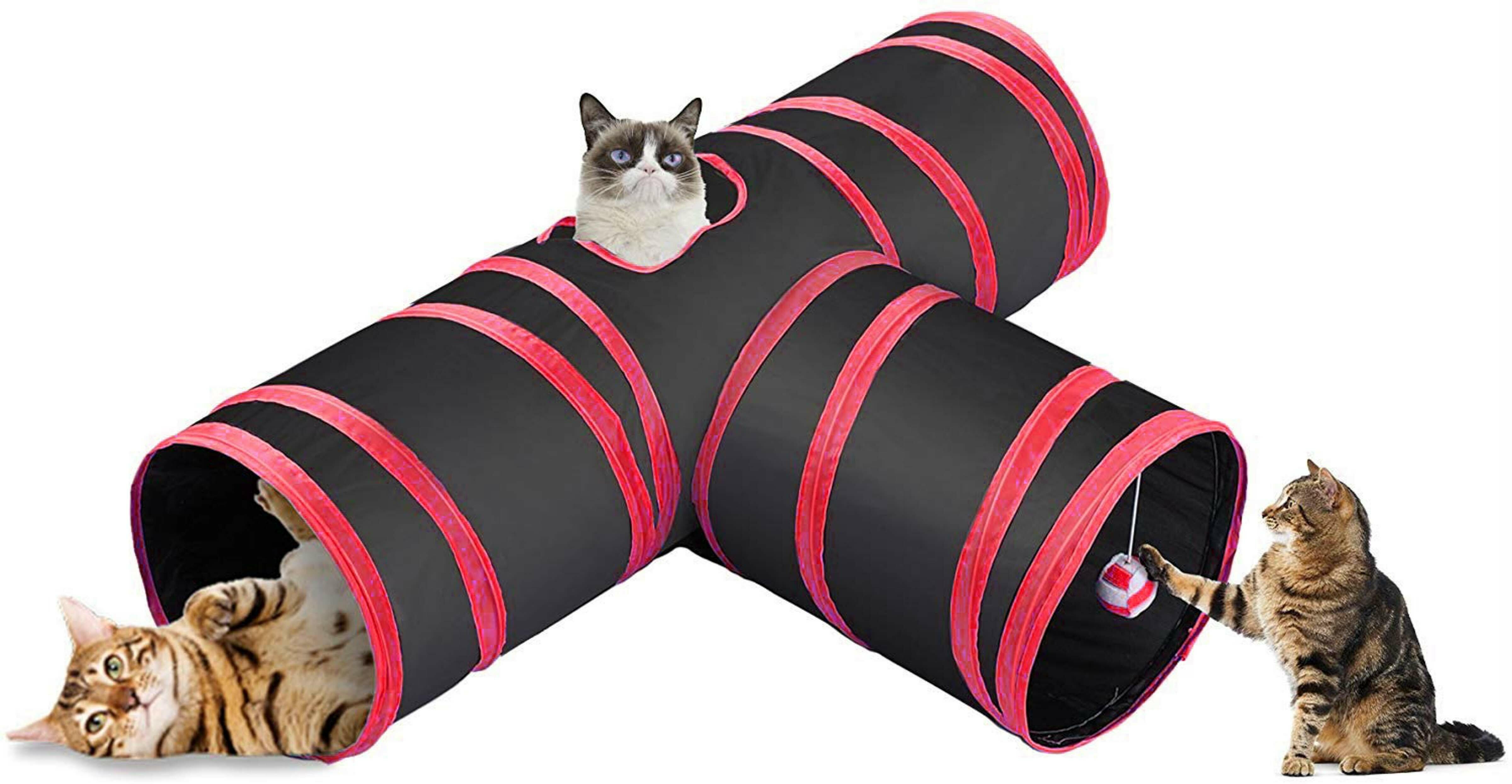Collapsible 3 Way Play Toy Pet Cat Tunnel Tube Fun for Rabbits Kittens and Dogs 
