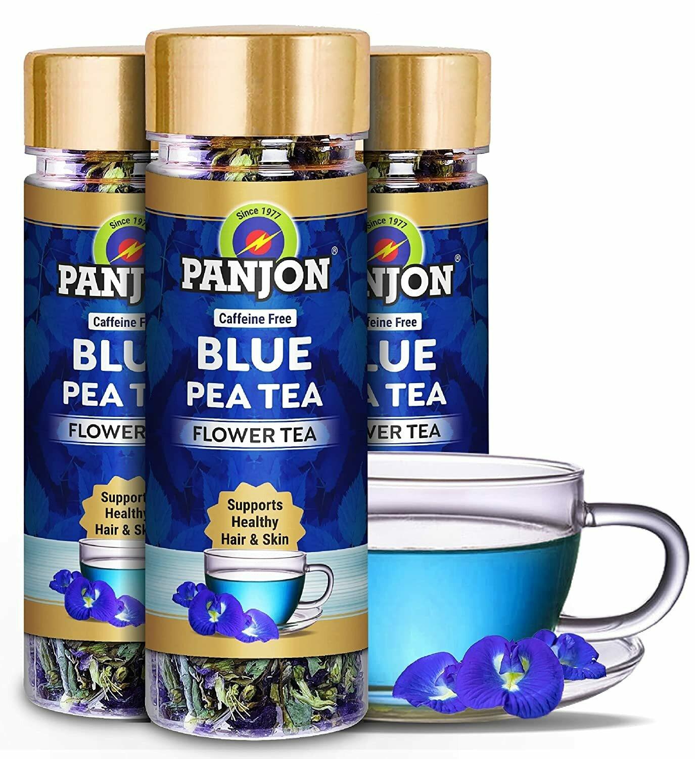 Panjon Blue Tea, Caffeine Free Butterfly Pea Flowers with Mint Hair & Skin  Glow,3 Jars - JioMart