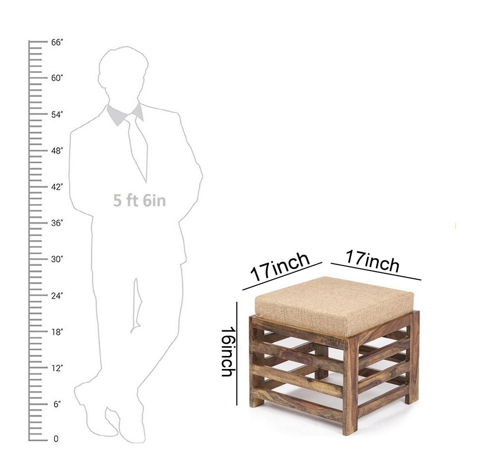 Buy Ikiriya Houston Sheesham Wood Stool in Teak Finish & Jute