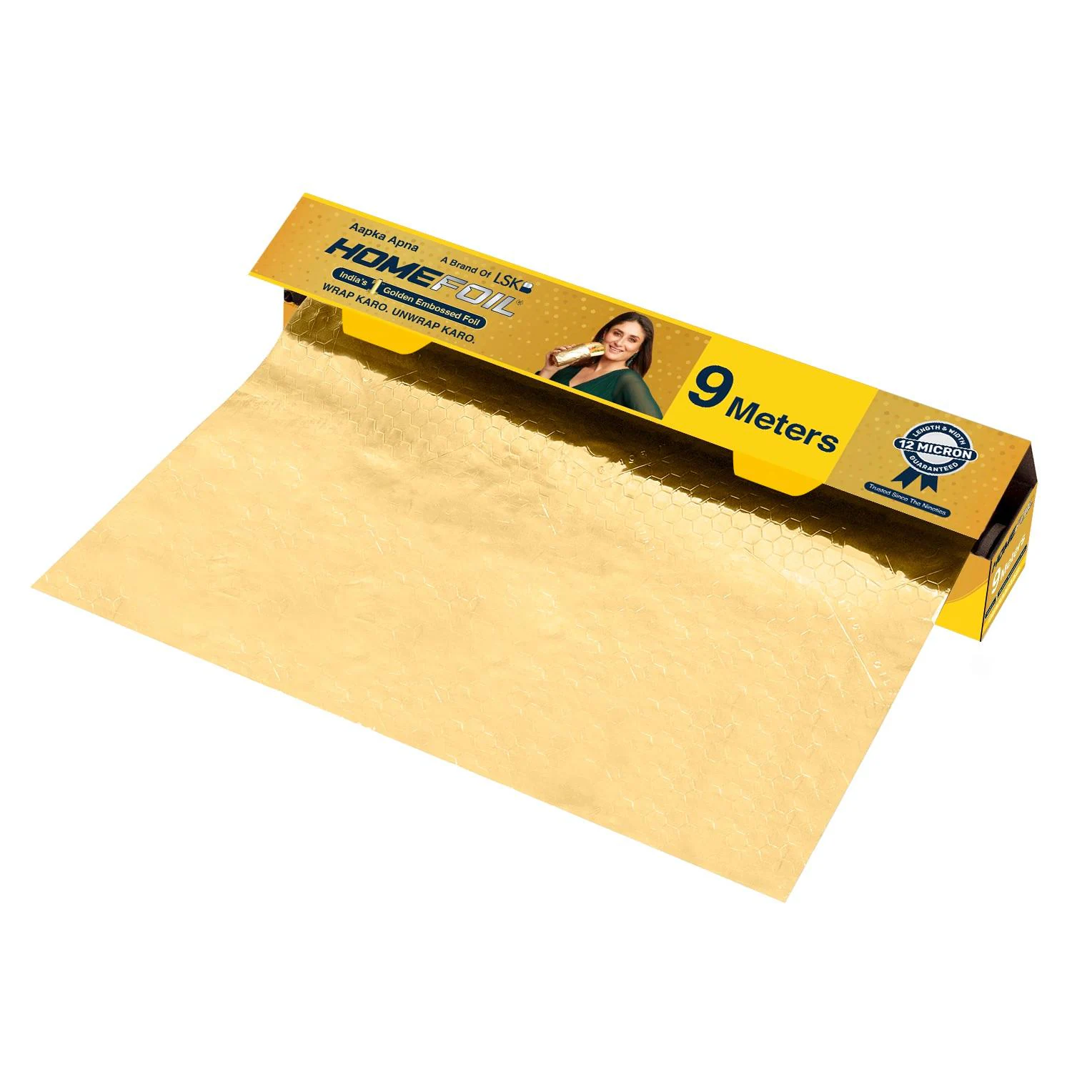Buy HOMEFOIL 9 m (Pack of 2) Thick 12 Micron Golden Embossed