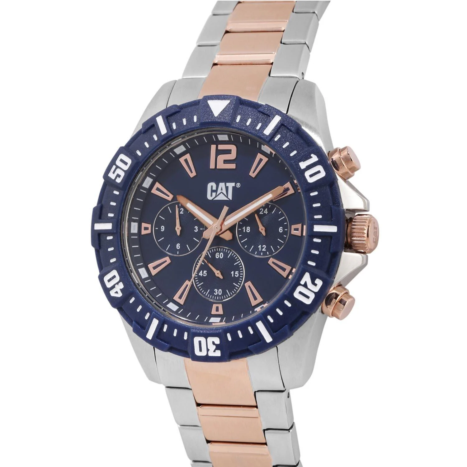 Buy CAT Steer Multi Dual Time Blue Round Dial Men's Watch - PX