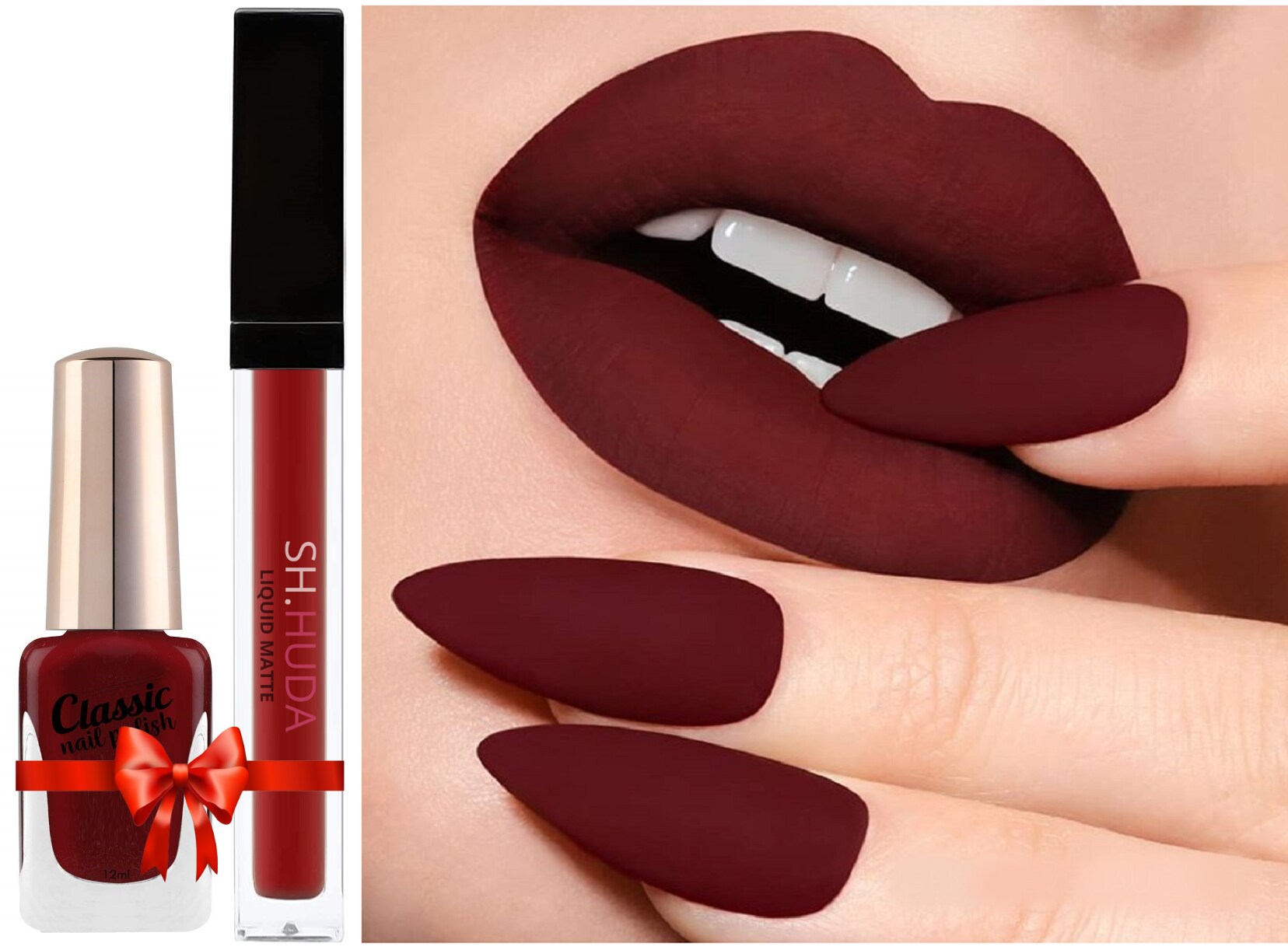  Professional Beauty Lipsticks for Women with Matching Shade Nail  Polish (Maroon Edition) - JioMart