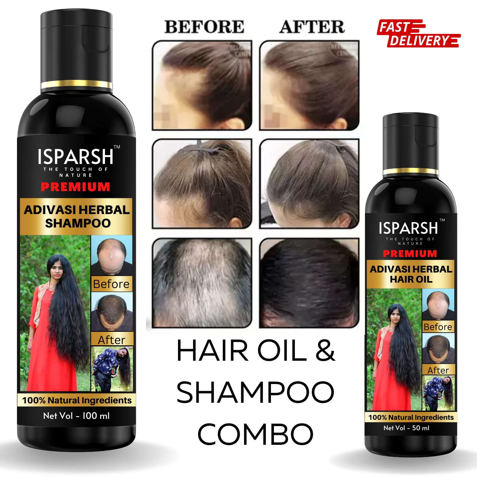 isparsh Adivasi Herbal Hair Oil & Shampoo Combo for hair fall control and  growth - JioMart