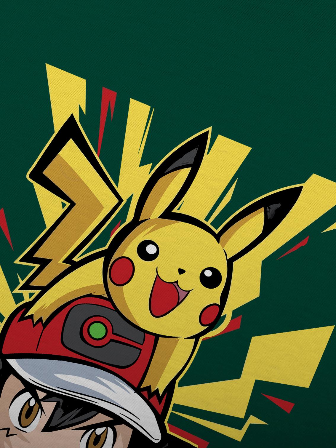 Buy BLISSINK Pokemon Front And Back Printed Green Cotton Tshirt