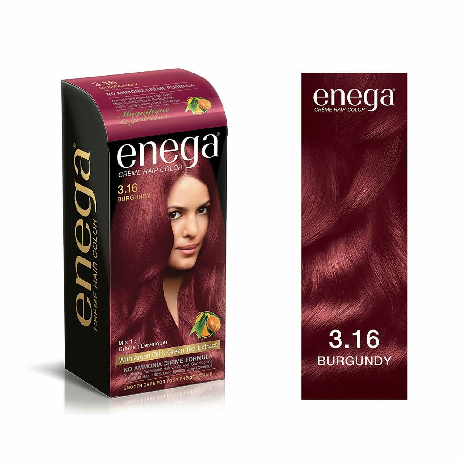 Enega nourishing no ammonia burgundy cream hair color with argan oil &  green tea extract 120ml - JioMart