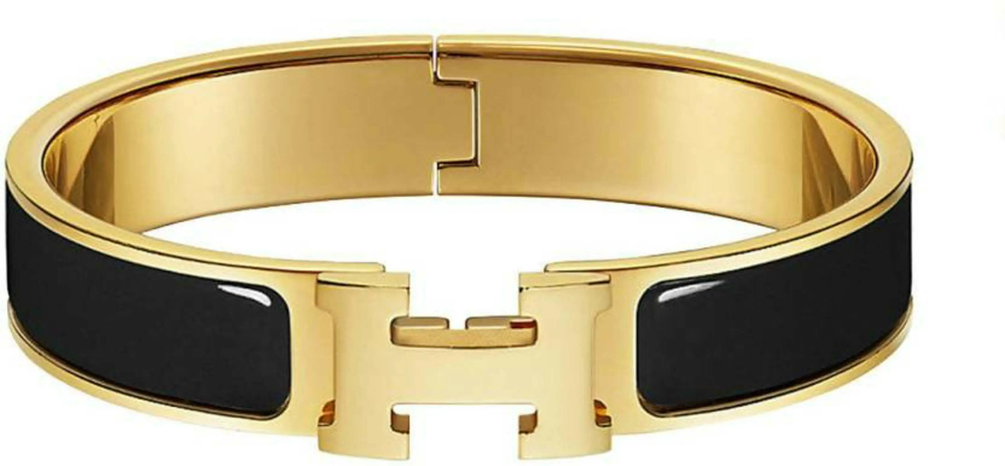 Buy Zivom Hermes Stainless Steel Gold Black Openable Cuff Kada