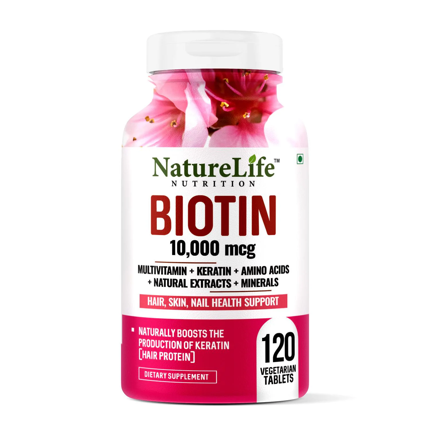 Nature Life Nutrition Biotin 10,000mcg with Keratin (120 Veg Tablets)  Supplement for Hair growth, Vitamins, Minerals, Amino Acids & Natural  Extracts - JioMart