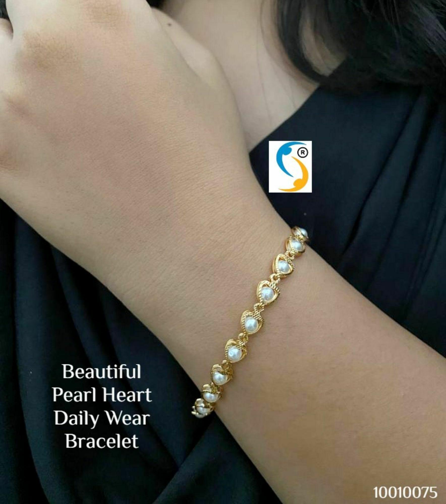 So Dainty Co. 18K Gold Plated 925 Sterling Silver Minimalist Hypoallergenic  Beads Pearl Charm Gold Bracelet | Bea (Gold Vermeil Material*)