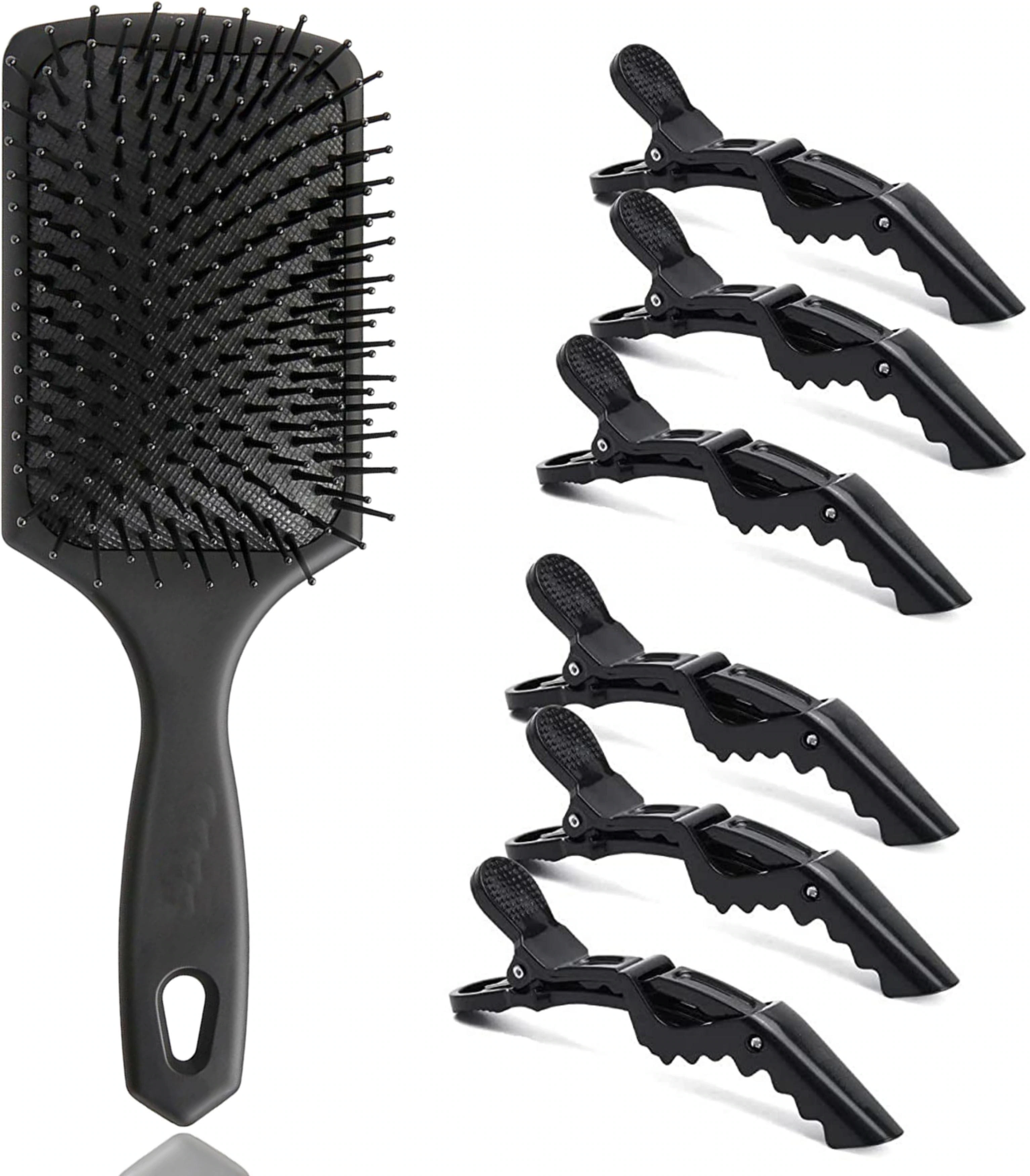 Xester Black Hair Styling Clips Sectioning Crocodile Hair Clips With  Rectangular Cushion Paddle Hair Brush (Combo Of 7) - JioMart