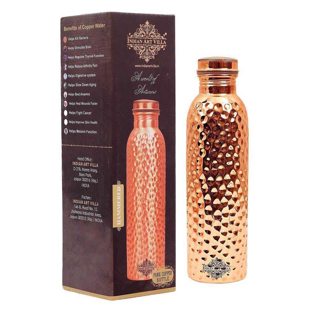 Details about   Copper Water Bottle Joint Free Leak Proof 900 ml Indian Traditional Copper Item 