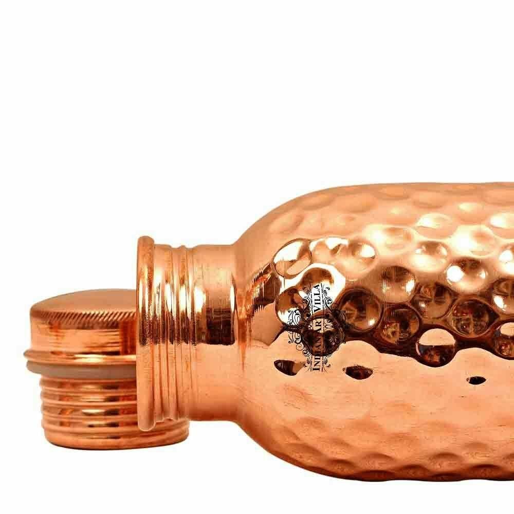Details about   Indian 900ml Water Hammered Copper  Plain Bottle Design Travelling Joint-Free 
