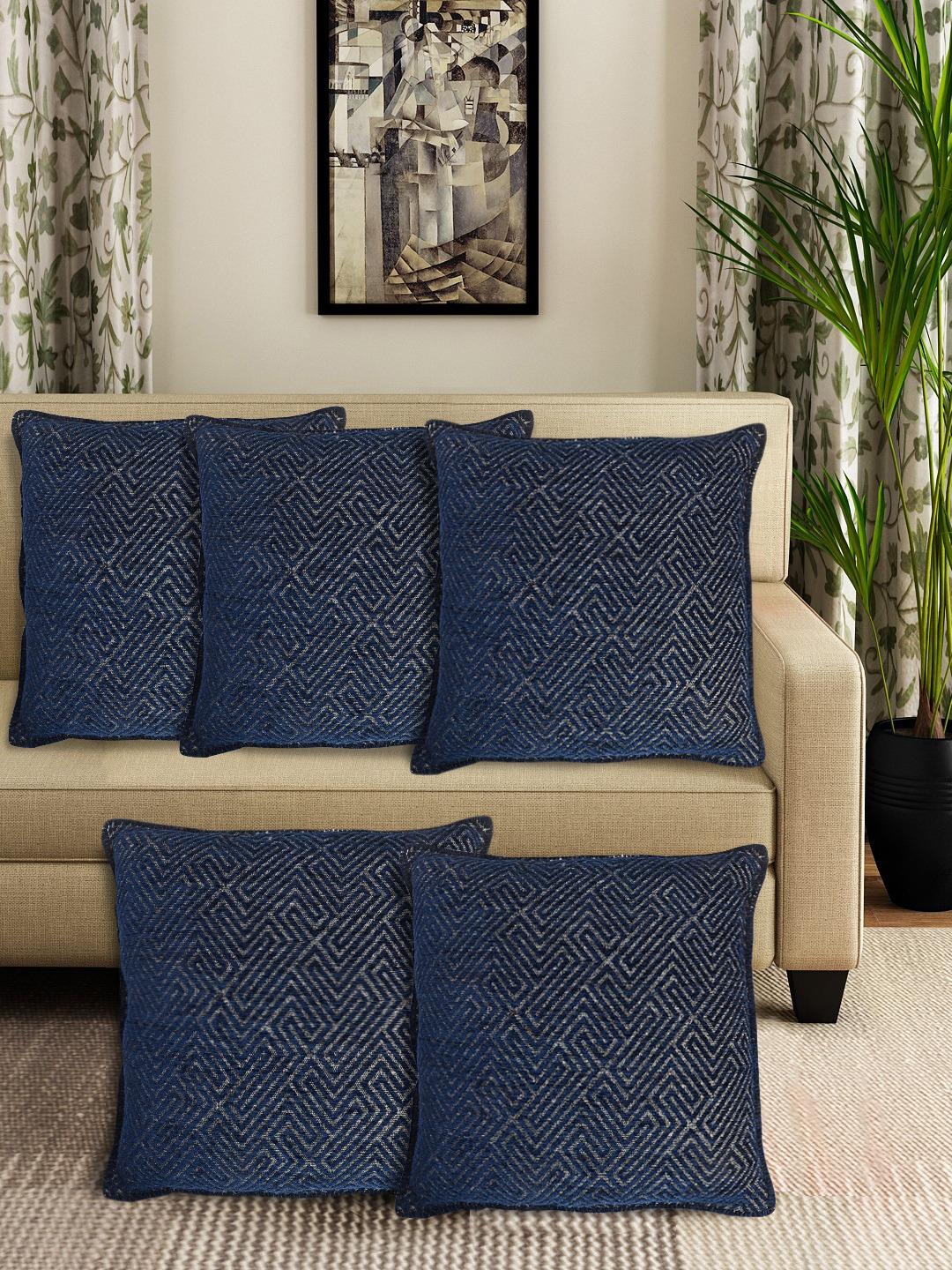 blue chenille pillow