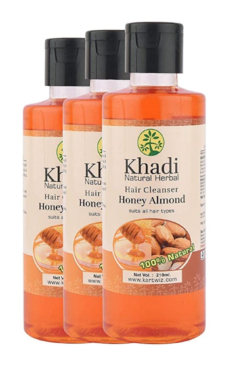 Khadi Natural Herbal Honey Almond Hair Cleanser For Men & Women- Pack of 3  - JioMart