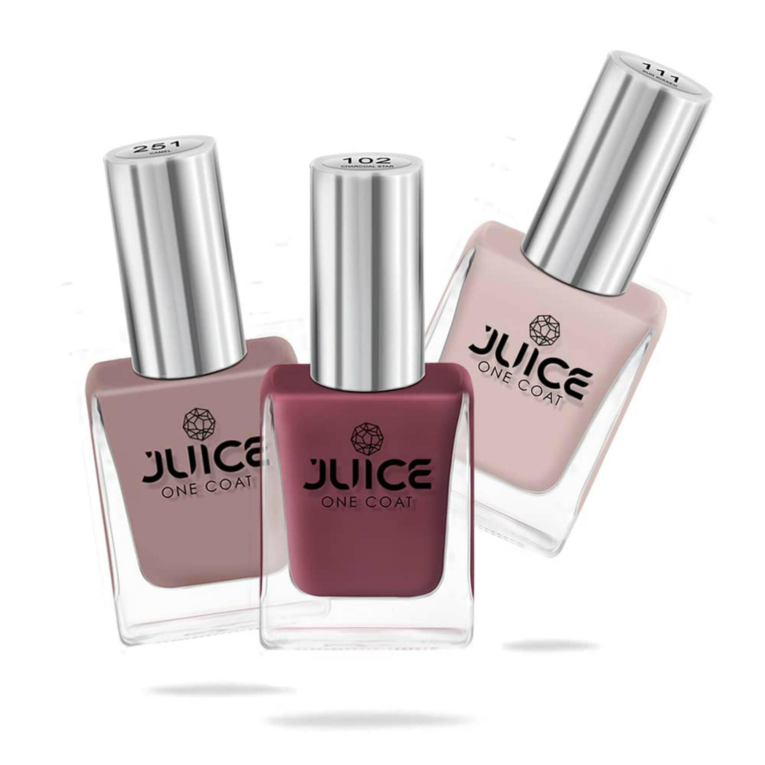 JUICE One Coat Nail Polish, Combo Pack of 3, Nude Collection, High Gloss,  Chip Resistant, Quick Dry, Gel Effect, Shades : Sun Kissed / Dusty Coral /  Camel NUDE GLOSS COMBO 27, 11ml each - JioMart