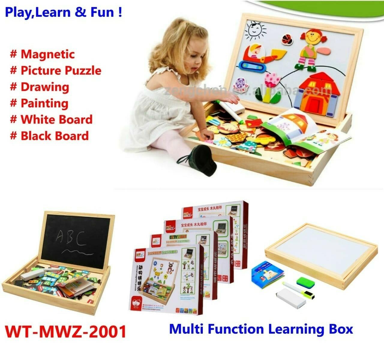 Quasar 2 in 1 Educational Learning Wooden Animal Magnetic Puzzle with Board  Game Early Teaching Toy Study Box Best Fun Toys For Kids Blackboard, Number  Blocks and Sticks Action Model, Educational Toy