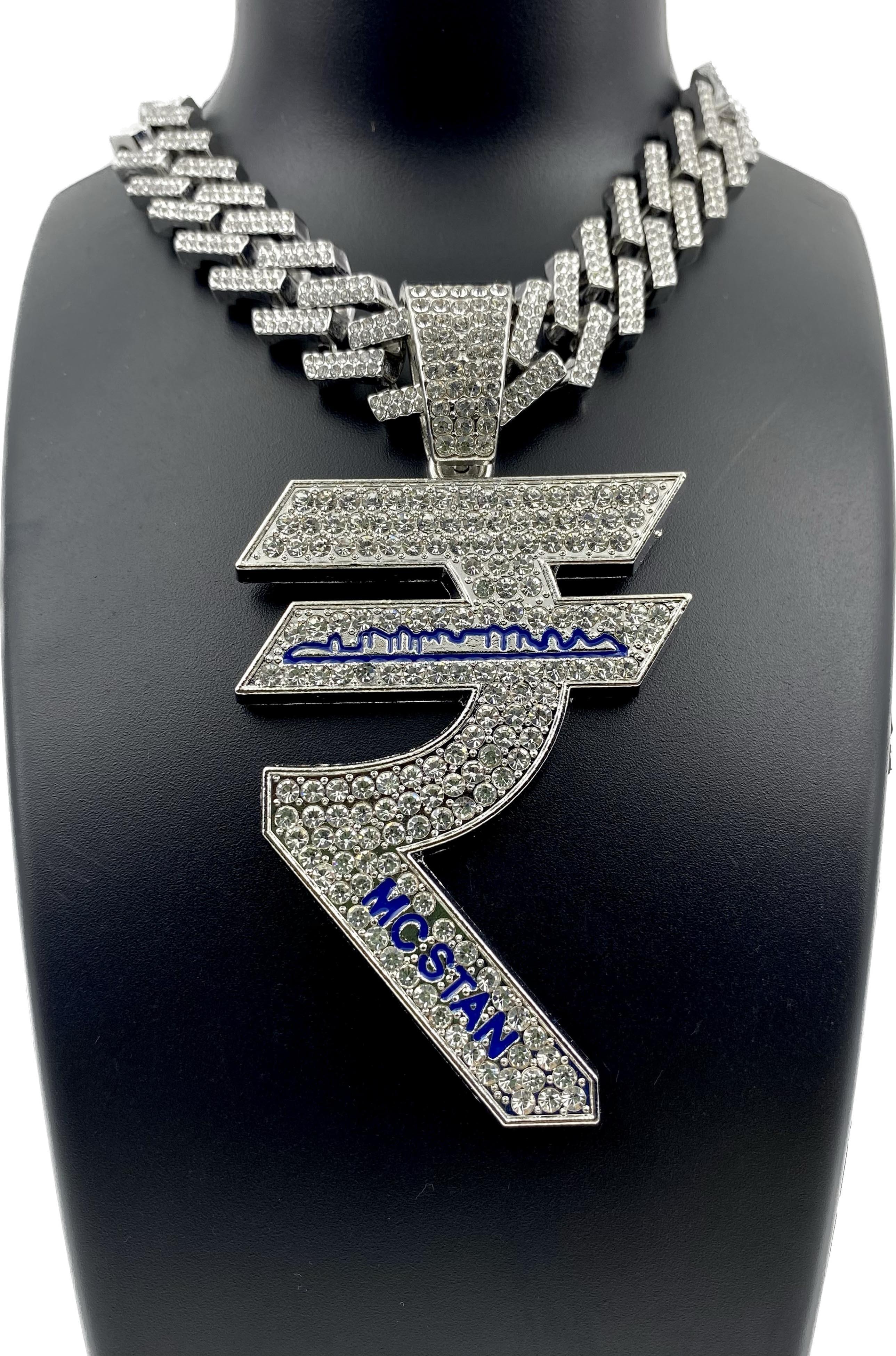 Buy SAFISHA MC Stan Rupee Shaped Hip Hop Rhinestone Pendant