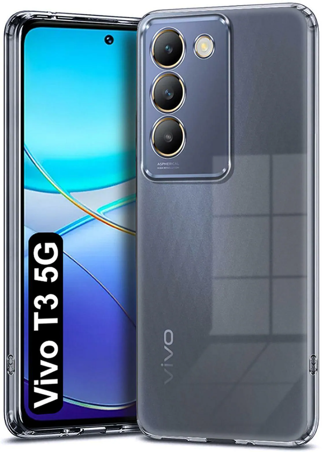 Buy Fashionury Back Cover for Vivo T3 5G (Transparent, Silicon