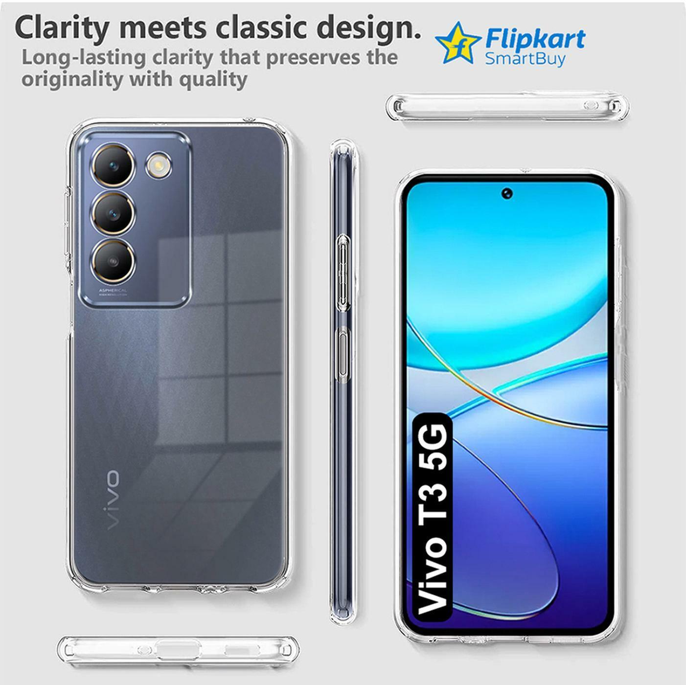 Buy Fashionury Back Cover for Vivo T3 5G (Transparent, Silicon
