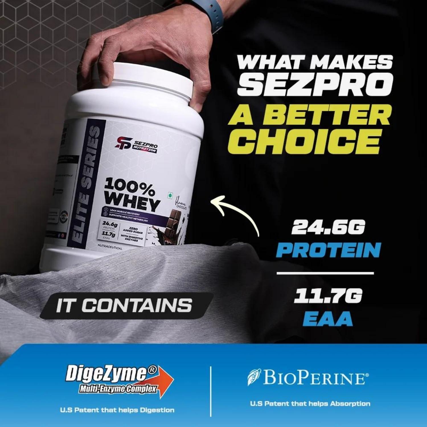 Buy Sezpro Nutrition 100% Whey Protein Powder | 2 Kg | 57 Servings